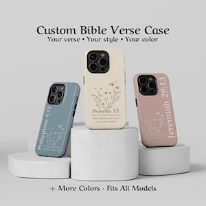 Personalized Bible Verse Phone Case, Christian iPhone 16 Tough Cover, Minimalist Scripture Gift, Custom Samsung Galaxy S25 Pastel Pixel Case