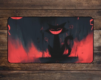 Infernal Grin Cat MTG Playmat Dark Gothic TCG Playmate • Meme Mousepad & Deskmat • Minimalistic Zones