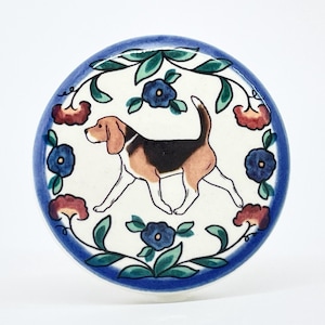 Tricolor Beagle Wine Stopper: Handmade Ceramic Dog Gift