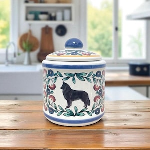 Groenendael Sugar Bowl:  Handmade Ceramic Belgian Shepherd Dog Breed Gift