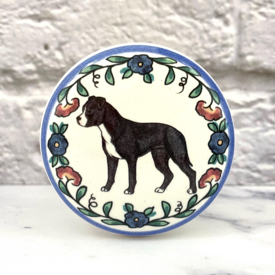 Handmade Staffordshire Bull Terrier Wine Stopper: Floral Staffy