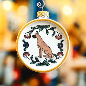 Handmade Fawn Great Dane Christmas Ornament, Great Dane Gifts, Dog Lover Gifts