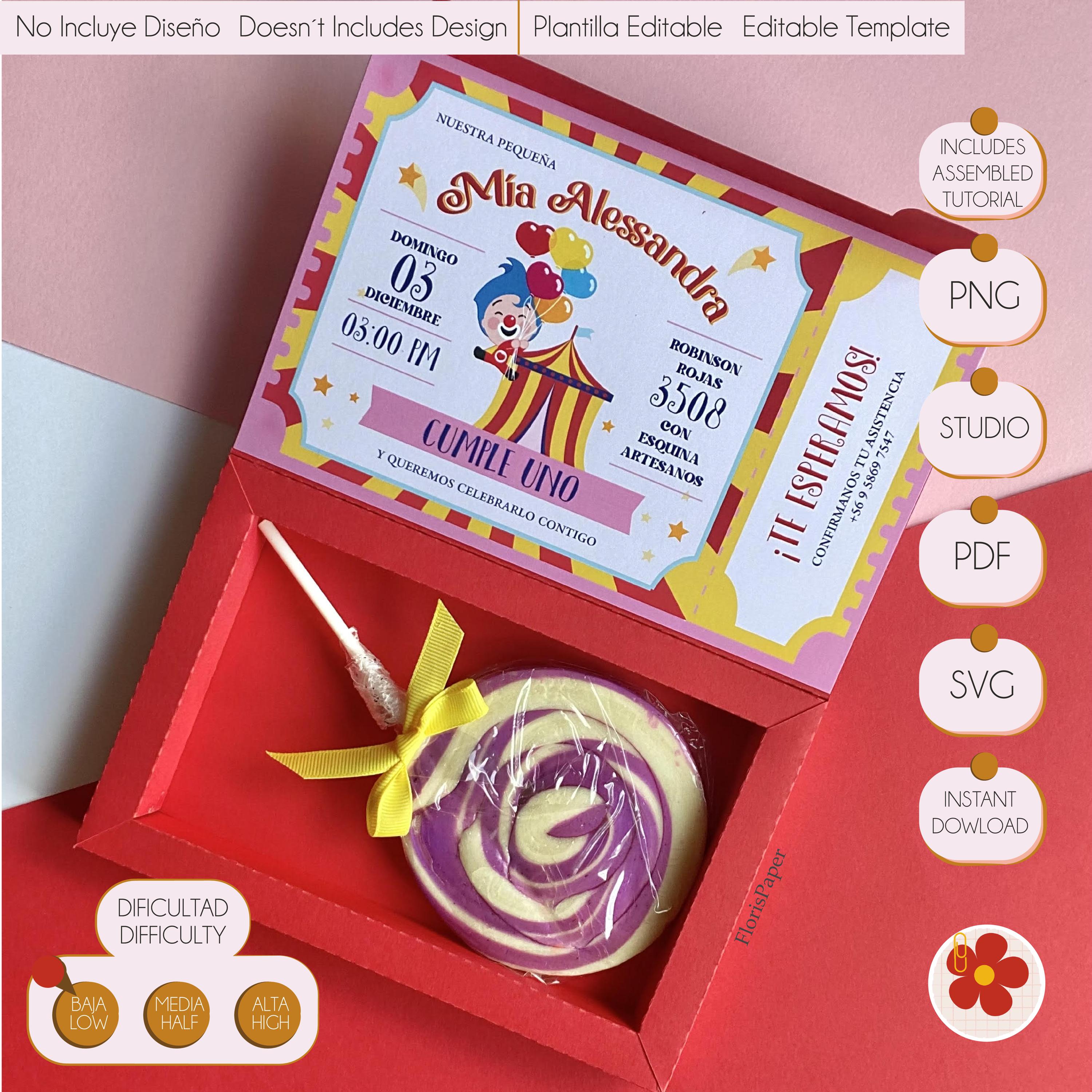 Invitaciones Para El Primer Cumpleaños Con Forma De Piruleta