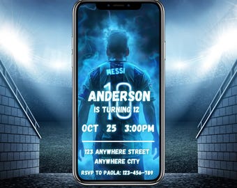 Lionel Messi Video Invitation, Messi Digital Invitation, Soccer Invitation, Messi Invitation, MP4, Instant Download