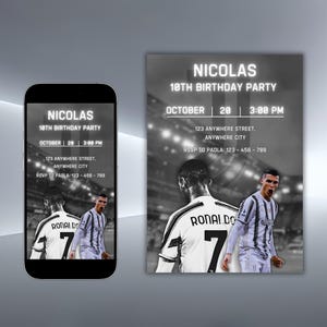 Convite de aniversário de Cristiano Ronaldo, Siuuu, Juventus, convite CR7, convite de futebol, Itália, convite de Cristiano