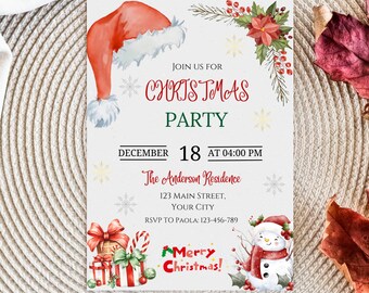 Christmas Party Invitation, Christmas Invitation, Editable Christmas Invitation, Editable Template, Instant Download