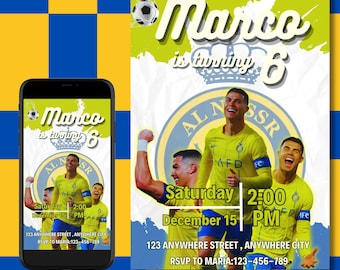 Invitación de cumpleaños de Cristiano Ronaldo, Invitación CR7, Tarjeta de cumpleaños, Siuuuuu, Invitación  de Cristiano Ronaldo Al Nassr