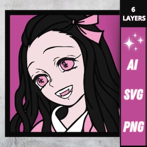 Ragazza anime SVG, Layered Design, Rose bamboo anime girl, Cartoon SVG Taglio laser vettoriale multistrato, special gift anime