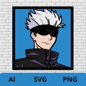 Design a livelli Anime Stregone SVG vettoriale 8 livelli, multilivello anime, File taglio laser su carta o compensato cricut, lightburn