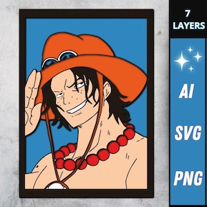 Fire Guy SVG, Layered Design Anime, Laser Cutting Anime, Piece SVG , Mandala Anime, Christmas Gift, paper cut, Ace Quadro 3D