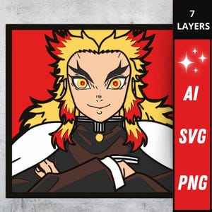 Fire guy v2 SVG, file di taglio personaggio anime compensato, Quadro 3D mandala vettoriale, Laser cutting cartoon, regalo speciale anime