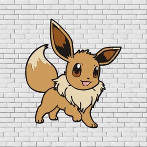 Eevee Design a Livelli SVG multistrato, file di taglio personaggio anime compensato, Quadro 3D mandala vettoriale Pokemon SVG Laser cut