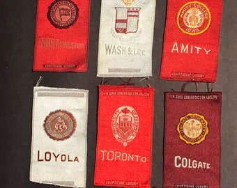 ONE Antique Tobacco Silk - College Seals - Northwestern College, Washington & Lee, Loyola, Colgate