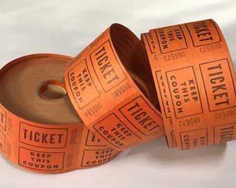 50 Vintage Orange Double Raffle Tickets