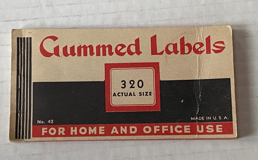Vintage Partial Booklet of Red and White Gummed Labels -perforated ...