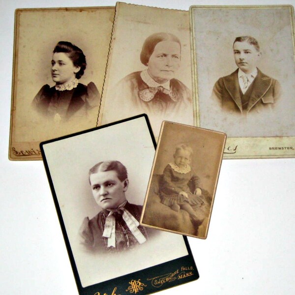 5 Vintage Cabinet Cards -  Photos for Altered Art