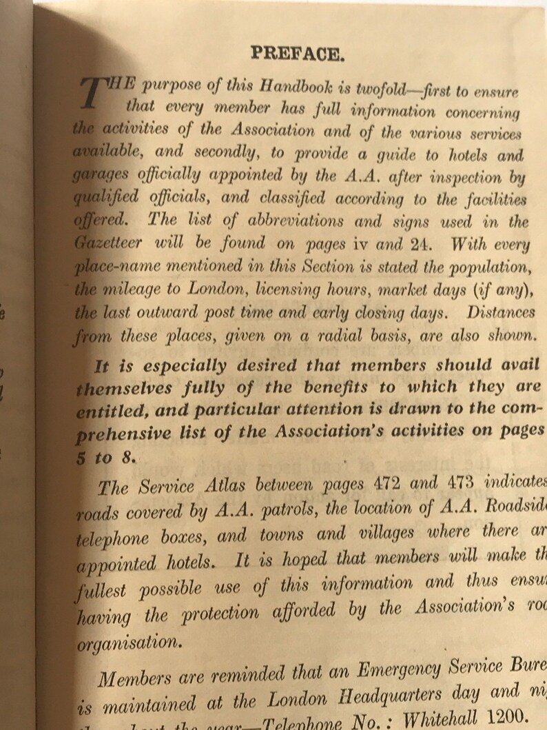 Vintage 19361937 the Automobile Association Handbook Etsy