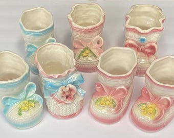 Choose ONE Vintage Ceramic Baby Bootie Planter for Collecting or Repurposing - Made in Japan