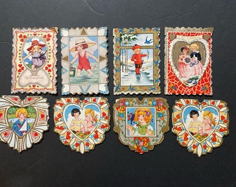 8 Small Vintage  (1920s) Whitney Made  Valentine Cards