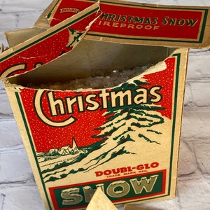 ONE Vintage Box of Doubl- Glo Fireproof Christmas Snow for Collecting or Decorating - Box Needs Taping