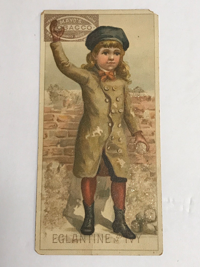 4 Antique Winter Snow Snowball Themed Trade Cards Snowball Fight Children Playing in Snow