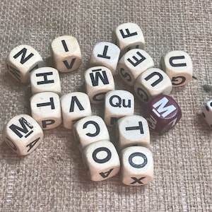 18 Vintage (1983) Boggle Letter Cubes for Replacement or Repurposing , Altered Art, Collage, Assemblage, Crafts, etc.
