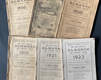 ONE New England Almanac and Farmer’s Friend - Choose One: 1897, 1898, 1901, 1921, or 1923