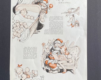 Christmas Kewpieville Santa  by Rose O’Neill - December 1926 Page from Ladies Home Journal Featuring Kewpies
