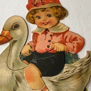 Antique Mechanical Valentine - Boy Riding Goose or Duck -by Gibson Art ...