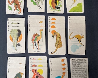Vintage (1930s) Animal Rummy Card Game - No Box