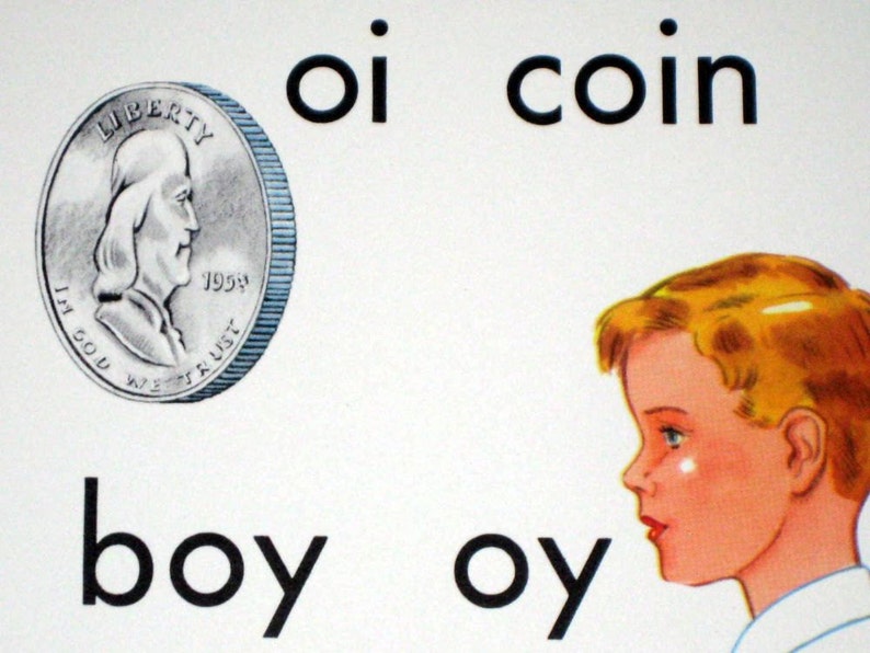 vintage 1950s large alphabet classroom flash card phonics etsy