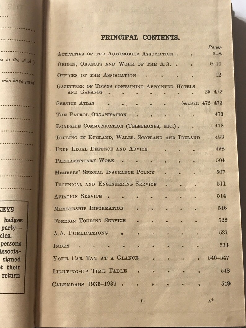 Vintage 19361937 the Automobile Association Handbook Etsy