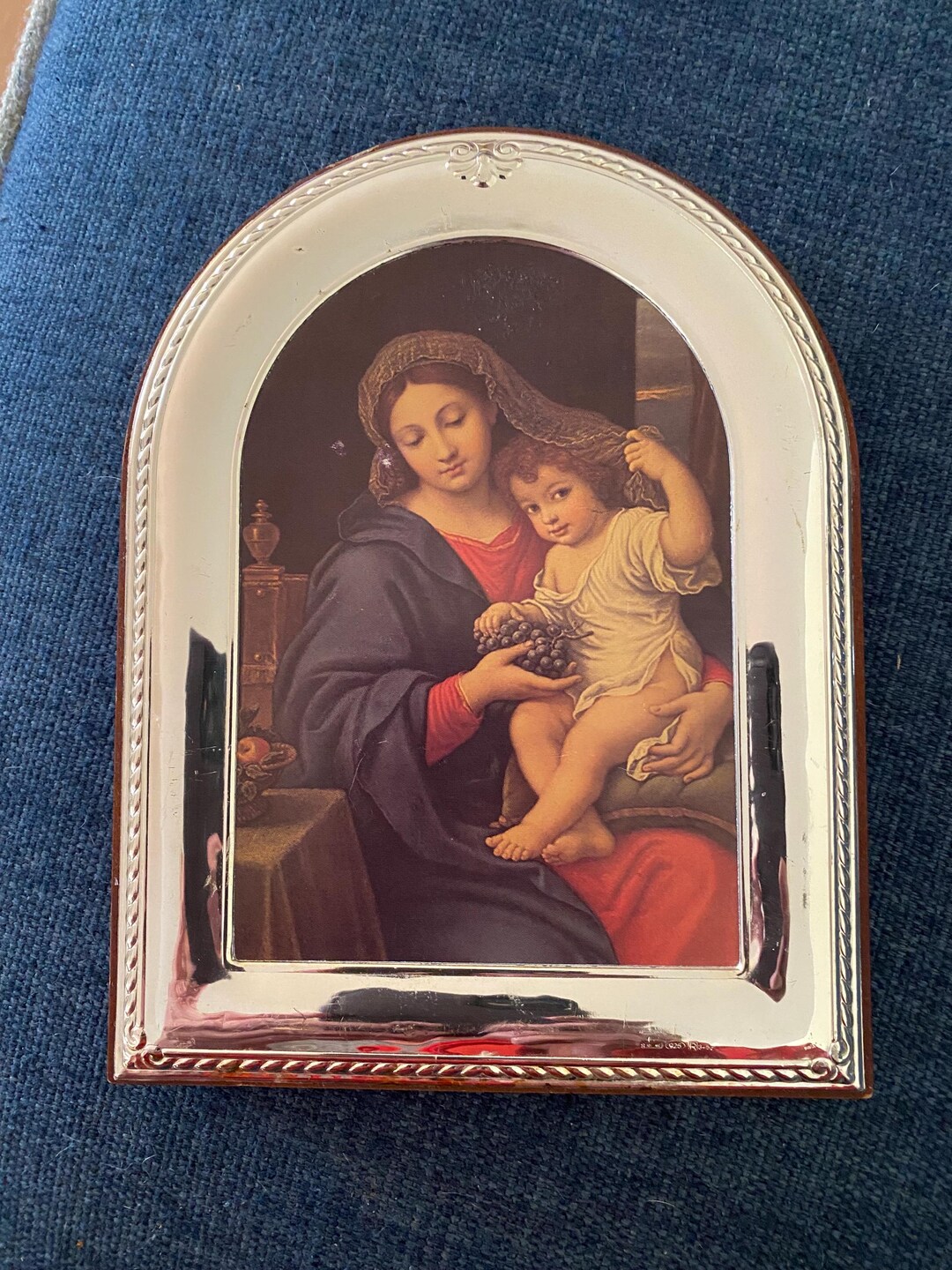 Vintage Italian Florentine Sterling Framed Madonna of the Grapes 5 X 7 ...
