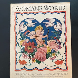 Vintage 1939 Magazine Womans World Valentines Day Cover Stories, Needlework, Articles, Recipes, Fashion afbeelding 1