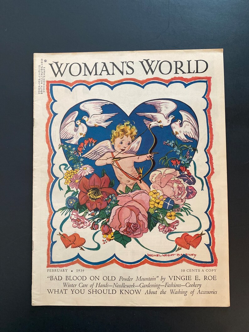 Vintage 1939 Magazine Womans World Valentines Day Cover Stories, Needlework, Articles, Recipes, Fashion image 1