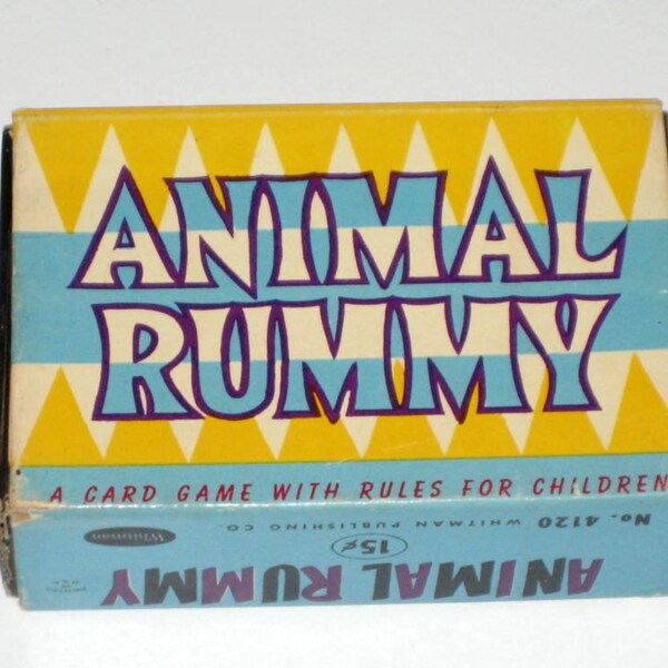 Vintage  Whiman Children's Card Game  -  Animal Rummy - Miniature Deck