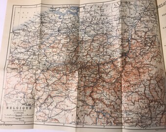 Antique (1910) Guide Book - Baedeker's Belgium and Holland including the Grand-Duchy of Luxembourg- Beautiful Maps