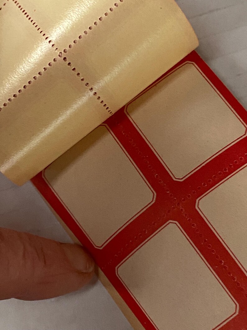 Vintage Partial Booklet of Red and White Gummed Labels -perforated ...