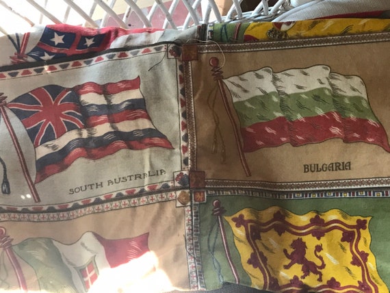 tobacco felt quilt Antique Flannel Patchwork - 16 Antique Tobacco or Cigar or Cigarette Flag  Flannels or Felts Sewn Together