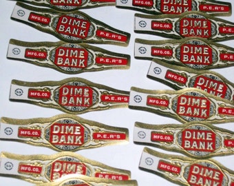 20 Vintage (1920s) Dime Bank Cigar Bands for Collecting of Crafting