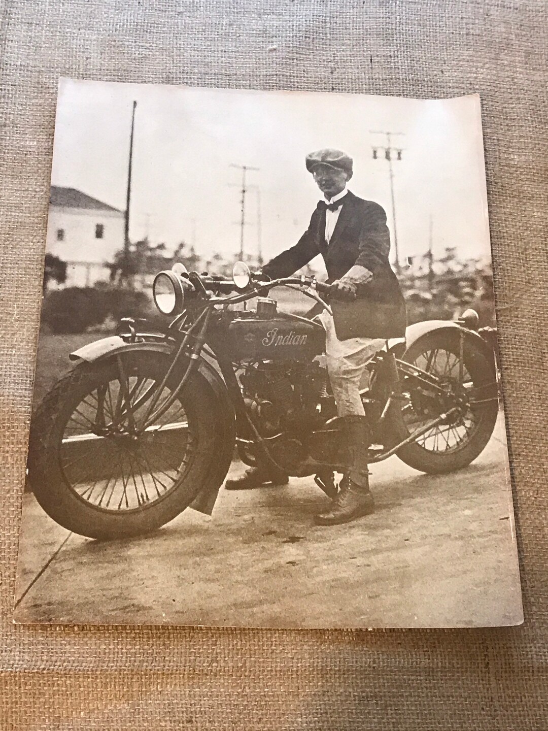 Vintage Copy of Antique (1920s) Man on Indian Motorcycle - Etsy