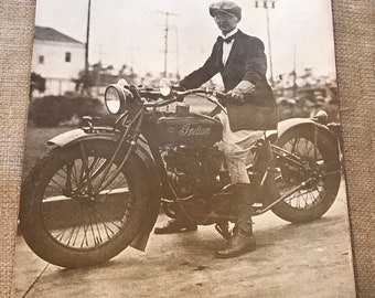 Vintage Copy of Antique (1920s) Man on Indian Motorcycle