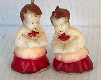 Two Small Vintage (1940s) Tavern Choir Boy Figural Candles