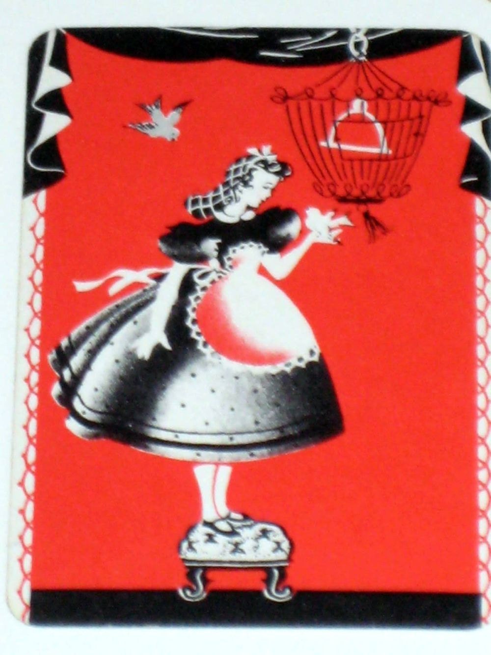 6 Vintage Tom Thumb Junior Playing Cards Lady With Bird Cage - Etsy