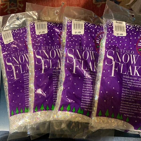 4 Bags (2 oz each) Buffalo Snow Flakes - Iridescent Sprinkles, Glitter Flakes