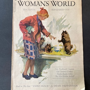 Vintage (1938) Magazine - Woman’s World - September Cover- Stories, Needlework, Articles, Recipes, Fashion