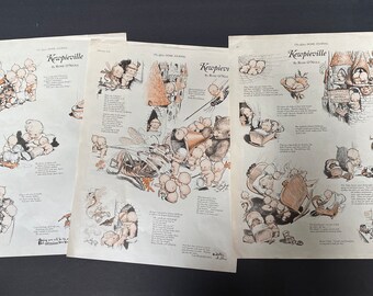 Kewpieville by Rose O’Neill - 3 Pages from Antique (1926) Ladies Home Journal Featuring Kewpies #2