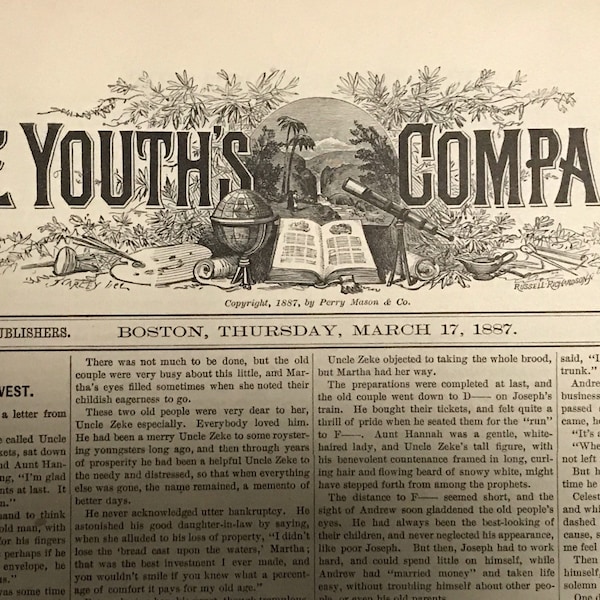 Antique Children's Publication - The Youth's Companion, March 17, 1887