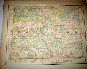 Antique Map from 1891 New Popular Atlas of the World - Colorado or Oregon