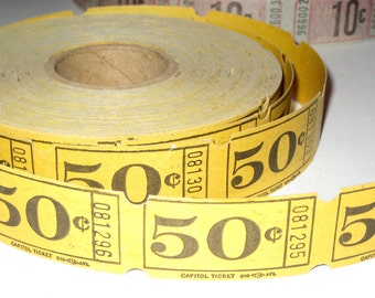 50 Vintage Yellow 50 Cent Tickets